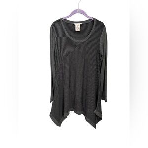Philosophy Black & Grey Striped Asymmetrical Long Sleeved Tunicyooukd
